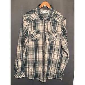 BKE Standard Fit Plaid Western Shirt Long‎ Sleeve Button Up Mens XL